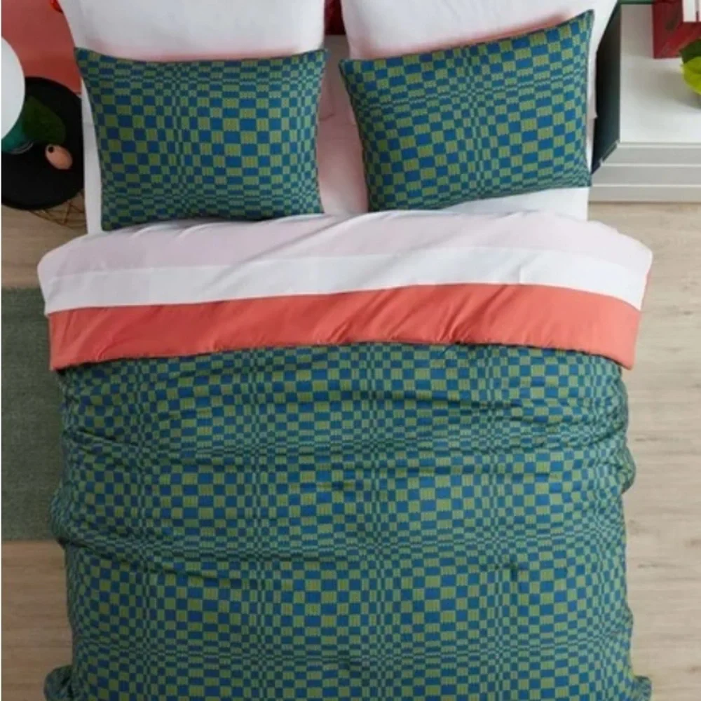 Blue and Green Checkered Bedding Set‎ Twin/Twin XL